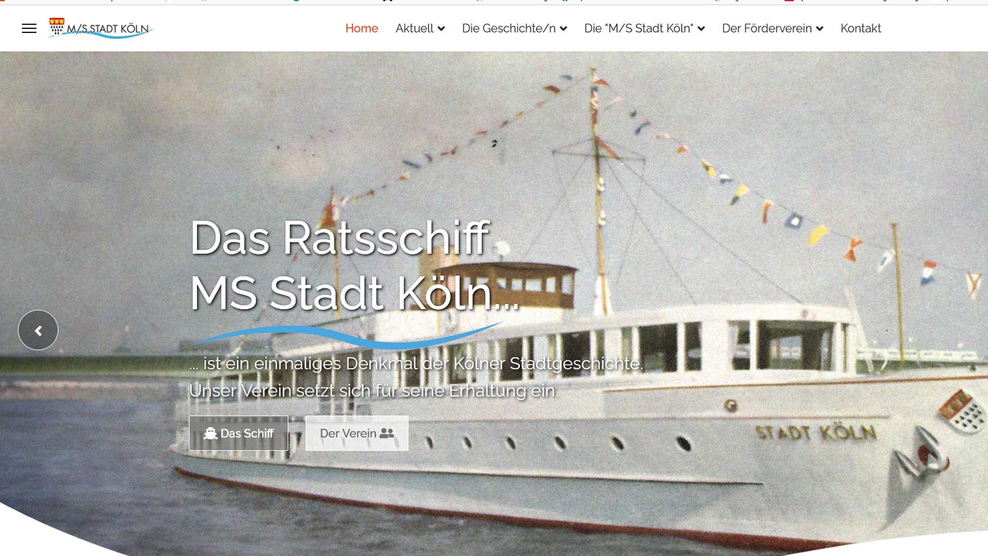 Screenshot Webseite des Fördervereins MS Stadt Köln