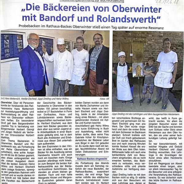 Die Bäckereien von Oberwinter, Bandorf und Rolandswerth