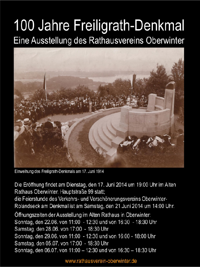 100 Jahre Freiligrath-Denkmal - Ausstellung Juni 2014 | Rathausverein Oberwinter